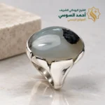 خاتم فضة نادر بعقيق يماني مصور رأس صقر  فخم